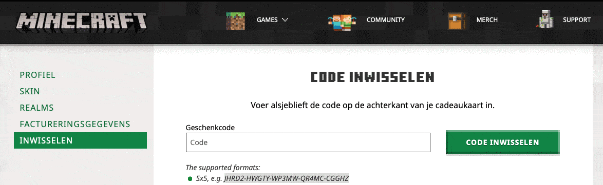 Minecraft inwisselen