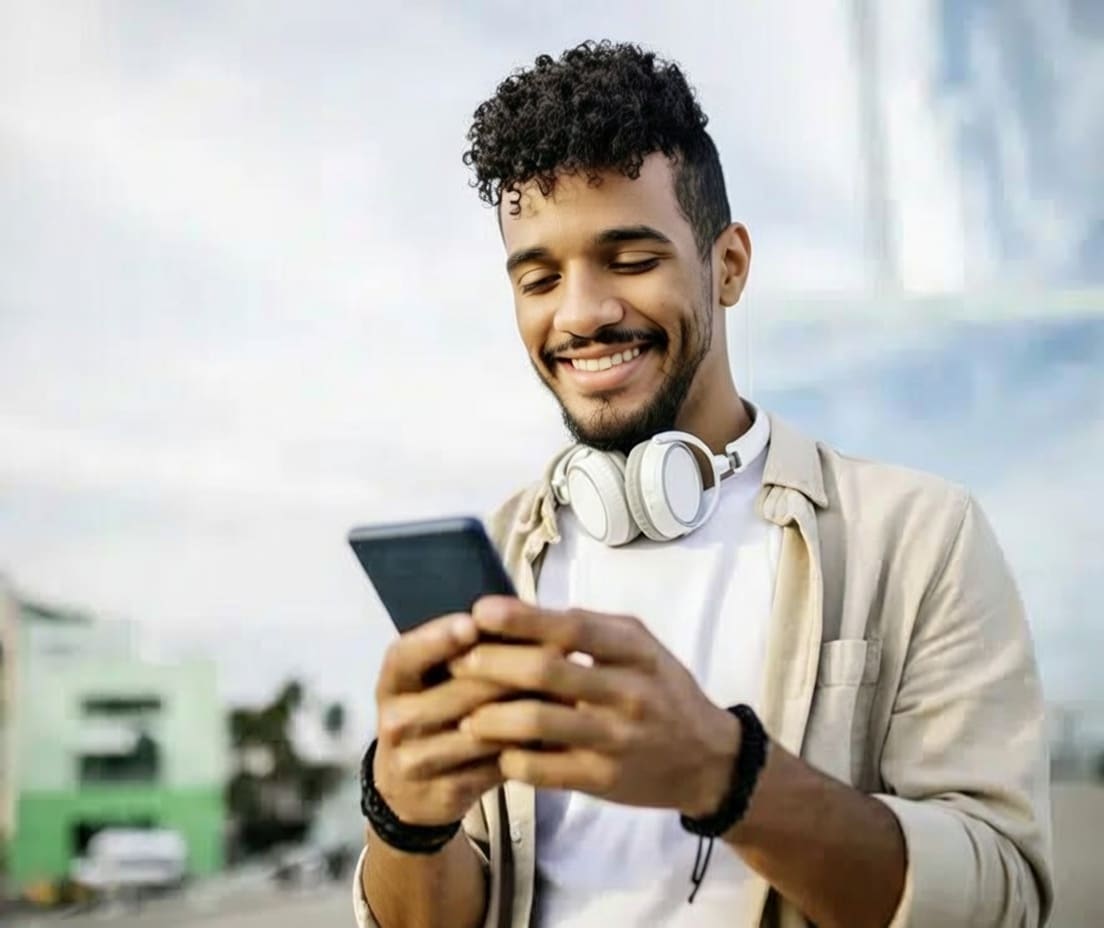 smiling when you have a new iphone